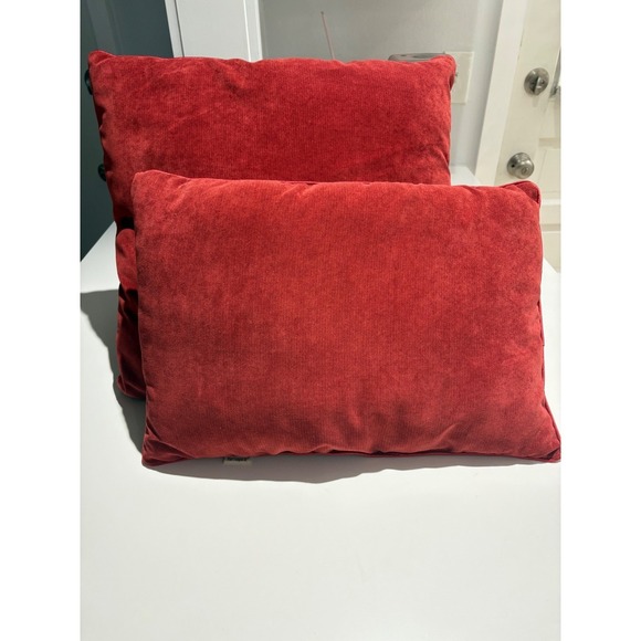 Pier 1 Imports Red Corduroy Throw Pillow Set of 2 Accent Pillows - Picture 1 of 11